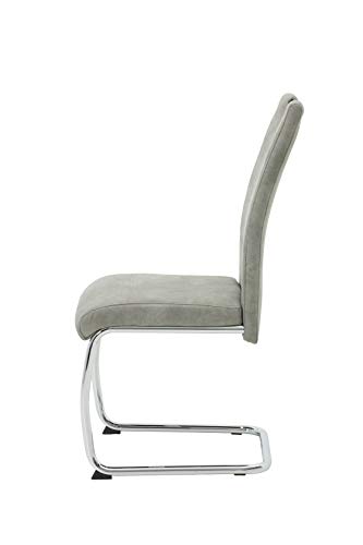 Hela Tische, 2er Set Schwingstuhl, Küchenstuhl Flora II, Microfaser Vintage Grau, Rundrohrgestell verchromt, Lehne mit Griff - 10