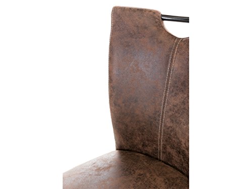 Woodkings 2X Stuhl Kenton I Esszimmerstuhl Stoff braun Vintage Optik I Schwingstuhl mit Griff I Freischwinger Metallgestell I Küchenstuhl Set - 4