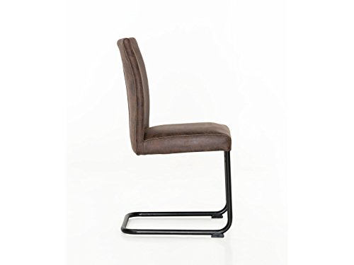 Woodkings 2X Stuhl Kenton I Esszimmerstuhl Stoff braun Vintage Optik I Schwingstuhl mit Griff I Freischwinger Metallgestell I Küchenstuhl Set - 6