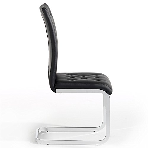 4er Set Esszimmerstuhl Schwingstuhl Freischwinger CHLOE Schwarz - 2