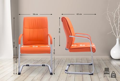 CLP XXL Freischwinger-Stuhl mit Armlehne ANUBIS belastbar bis 260 kg gepolstert orange - 2