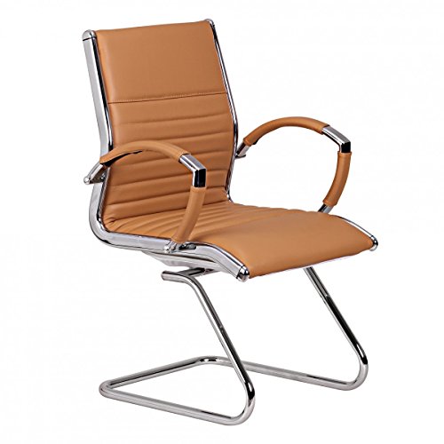 AMSTYLE Freischwinger SALZBURG Besucherstuhl Bezug Echt-Leder Caramel Schwingstuhl Visitor X-XL - 2