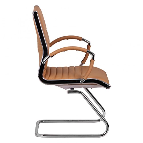 AMSTYLE Freischwinger SALZBURG Besucherstuhl Bezug Echt-Leder Caramel Schwingstuhl Visitor X-XL - 3